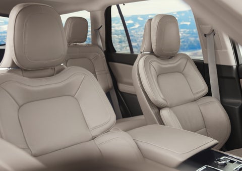 The interior of a 2024 Lincoln Aviator® SUV in the Sandstone interior color | Zeigler Lincoln of Kalamazoo in Kalamazoo MI