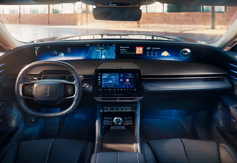 A large panoramic display is shown on the dashboard of a 2024 Lincoln Nautilus® SUV | Zeigler Lincoln of Kalamazoo in Kalamazoo MI