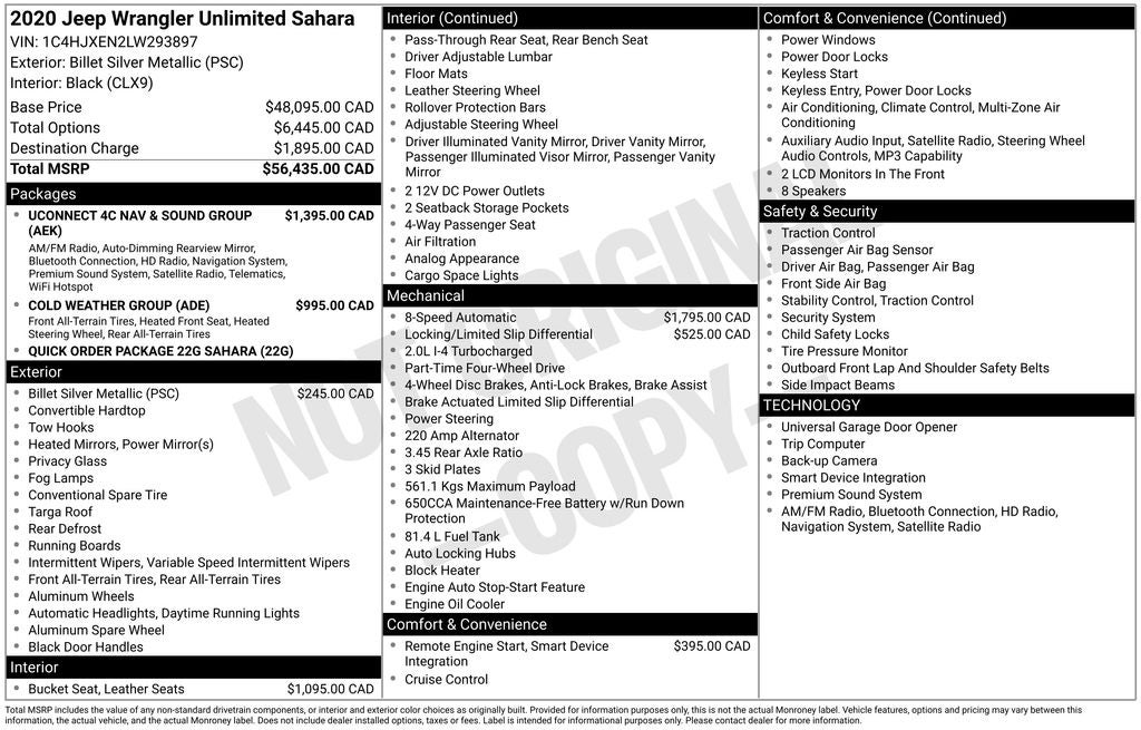 2020 Jeep Wrangler Unlimited Sahara Cold Weather Group