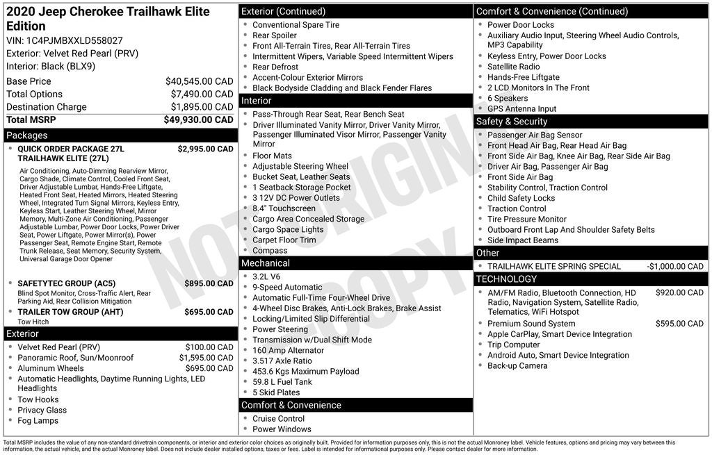 2020 Jeep Cherokee Trailhawk
