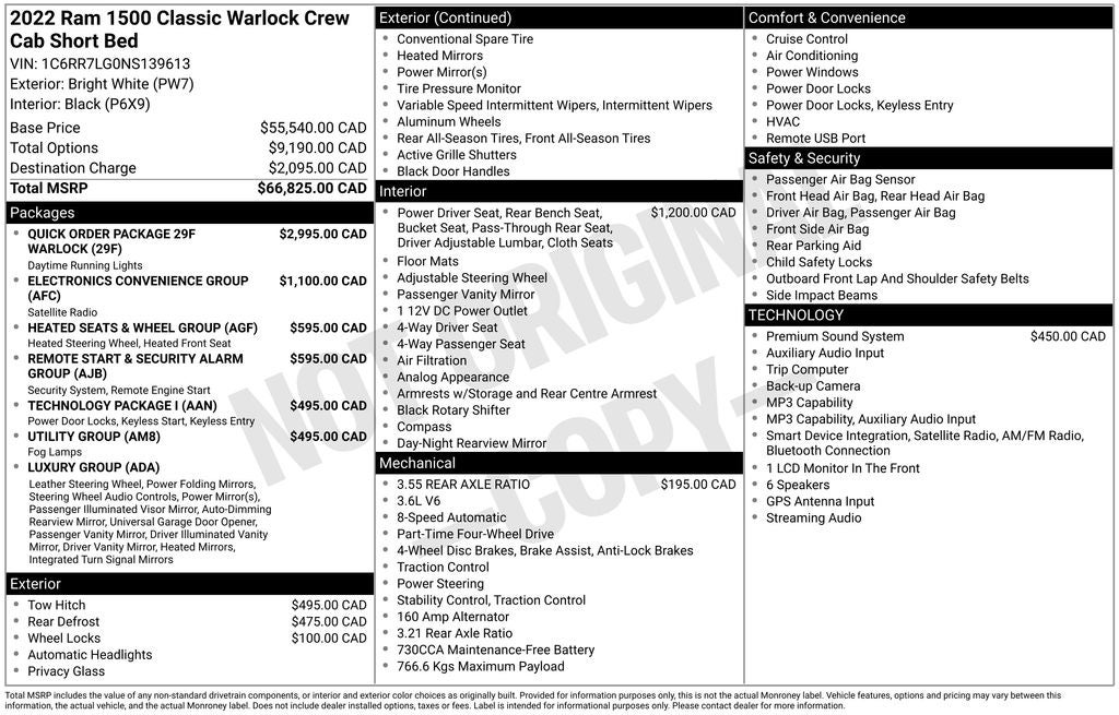 2022 RAM 1500 Classic Warlock Technology Package I