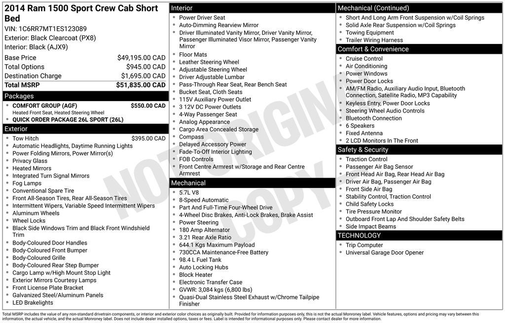 2014 RAM 1500 Sport ParkView Rear Back-Up Camera & Navigation System