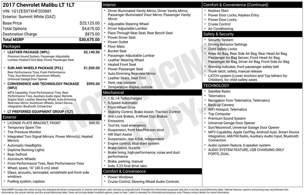2017 Chevrolet Malibu LT 1LT