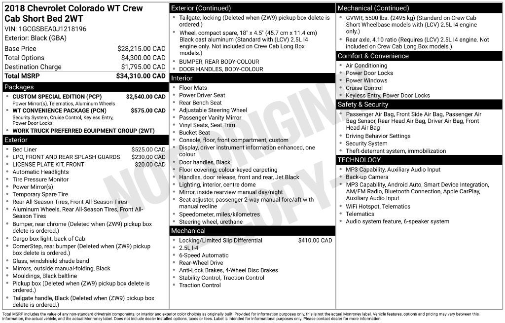 2018 Chevrolet Colorado Work Truck