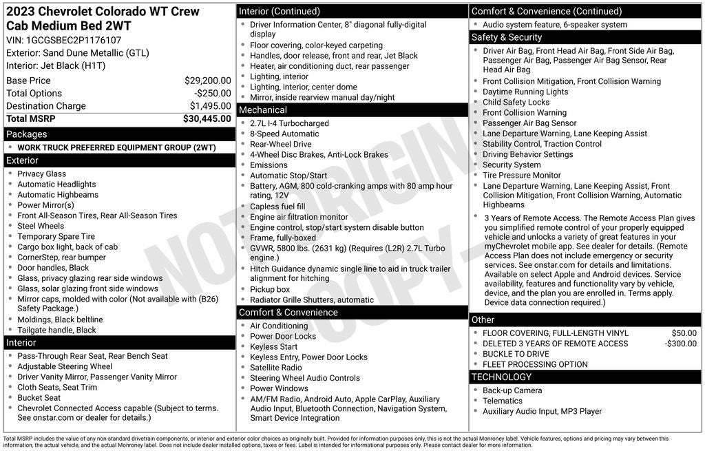 2023 Chevrolet Colorado Work Truck Navigation System