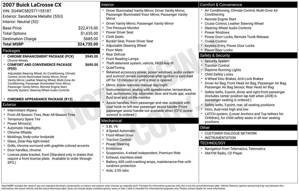 2007 Buick LaCrosse CX