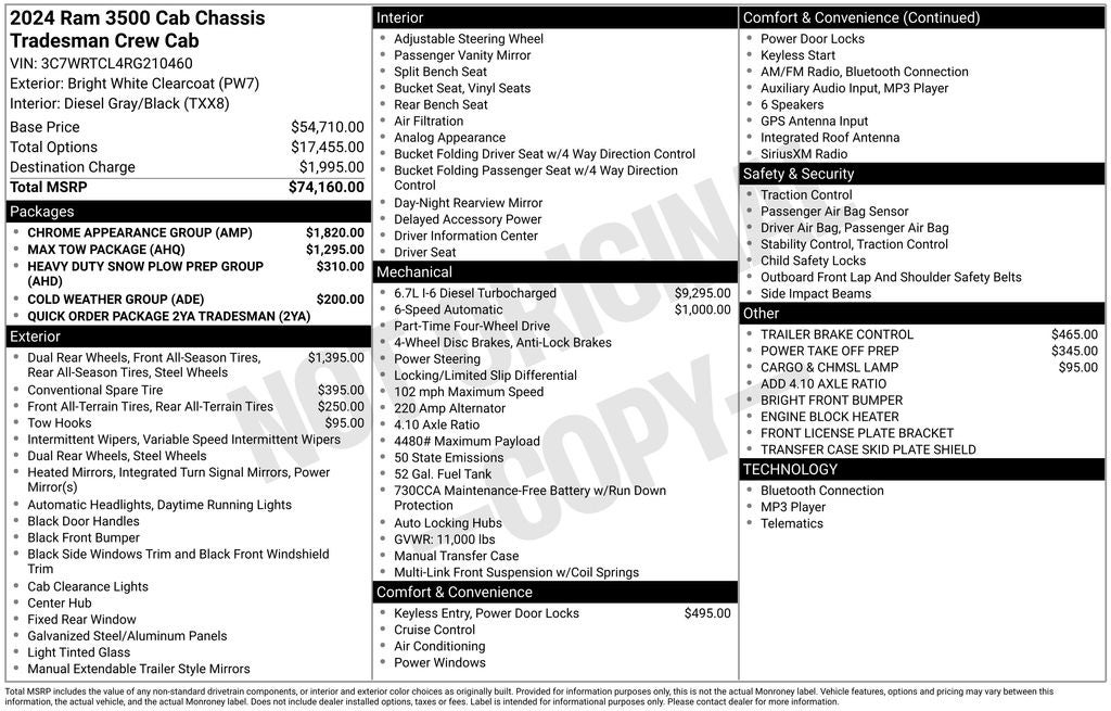 2024 RAM 3500 Tradesman Max Tow Package