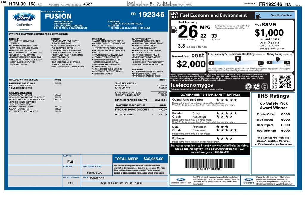 2015 Ford Fusion SE