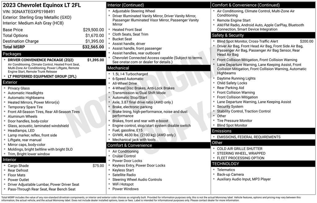 2023 Chevrolet Equinox LT Rear Backup Camera & Bluetooth® For Phone