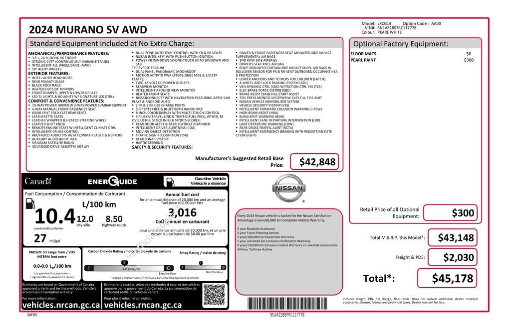 2024 Nissan Murano SV Navigation & Full Pano Moonroof