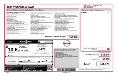 2024 Nissan Murano SV Heated seats