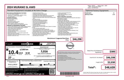 2024 Nissan Murano SL Power moonroof & Navigation System