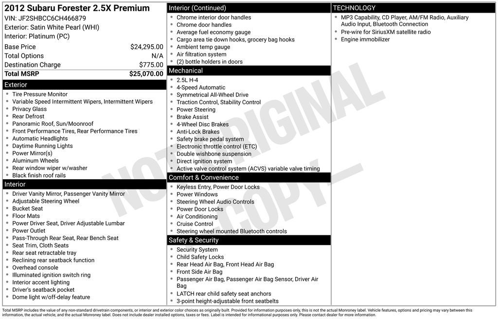 2012 Subaru Forester 2.5X Premium