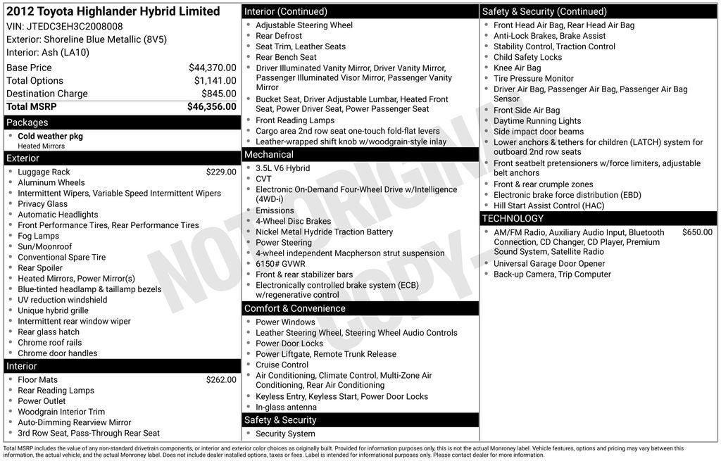2012 Toyota Highlander Hybrid Limited