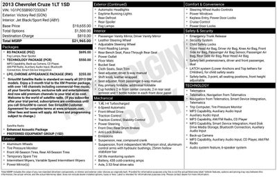 2013 Chevrolet Cruze 1LT Auto Air Power Pkg Alloys