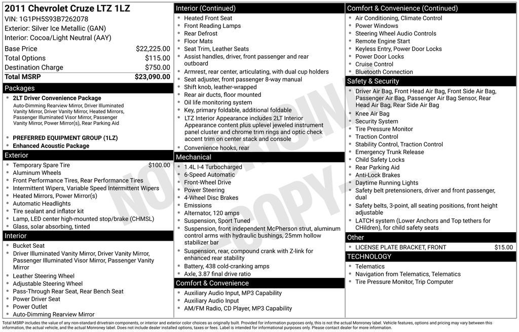 2011 Chevrolet Cruze LTZ