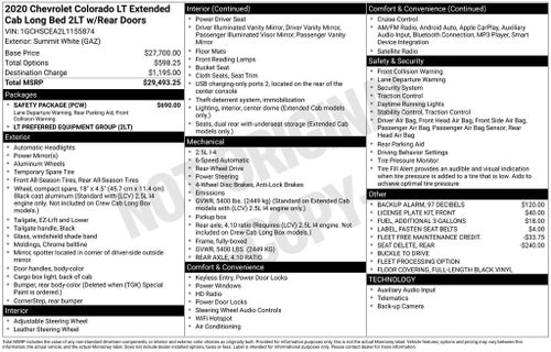 2020 Chevrolet Colorado LT Extended Cab Rear Camera Rear Topper