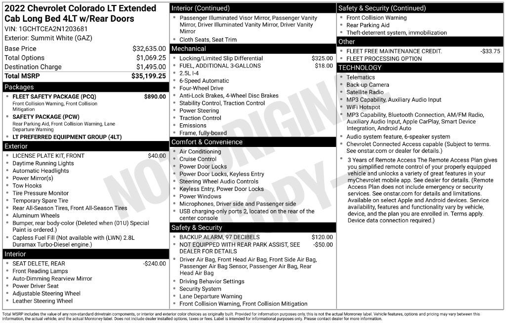 2022 Chevrolet Colorado LT Extended Cab 4x4 Safety Pkg R Camera