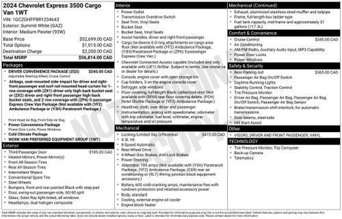 2024 Chevrolet Express 3500 Work Van Cargo