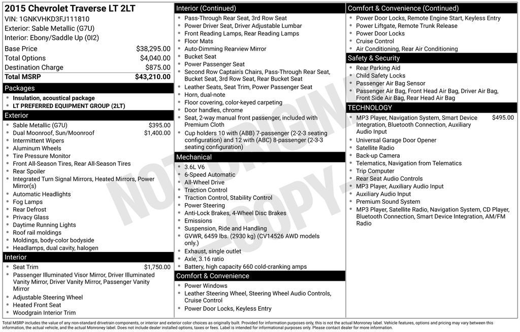 2015 Chevrolet Traverse 2LT 2LT