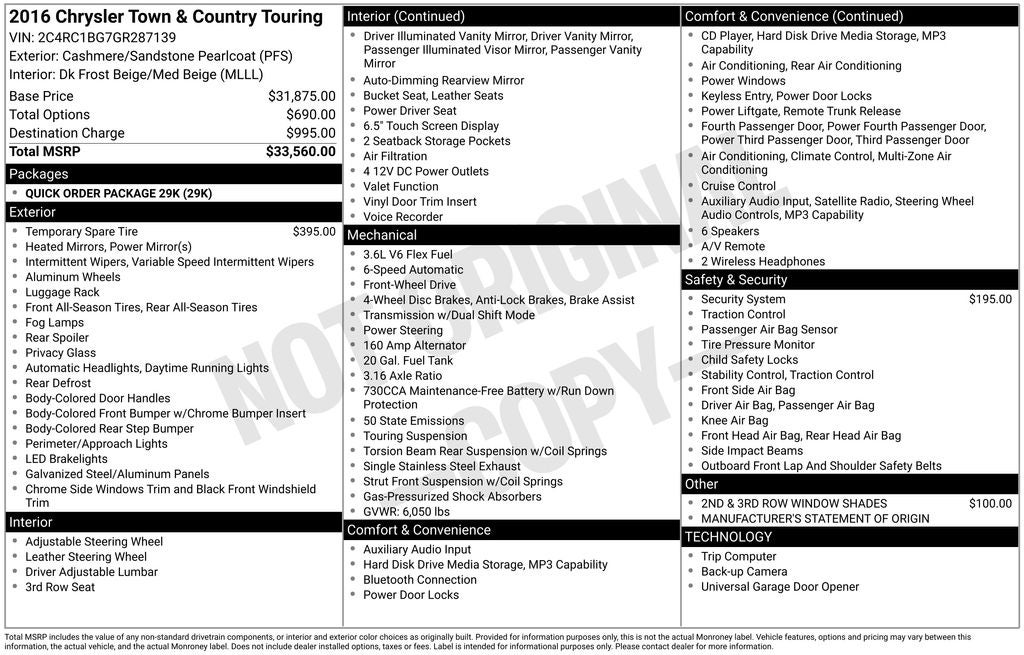 2016 Chrysler Town & Country Touring