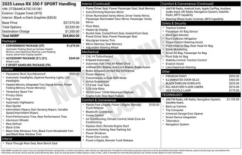 2025 Lexus RX 350 F Sport Handling