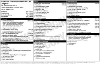2024 RAM 3500 Tradesman 6.7 LITER CUMMINS TURBO DIESEL CREW CAB 4X4