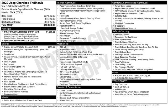 2022 Jeep Cherokee Trailhawk 4x4
