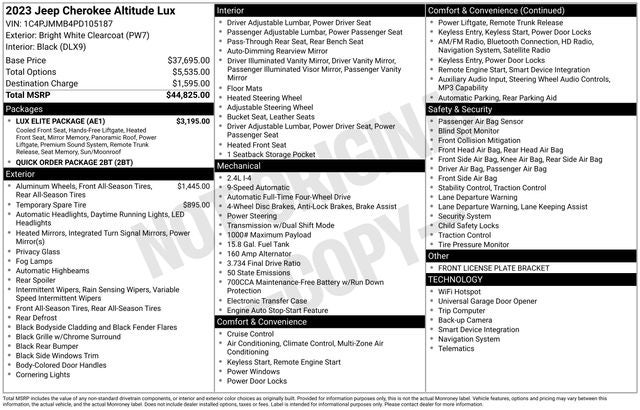 2023 Jeep Cherokee Altitude Lux 4x4