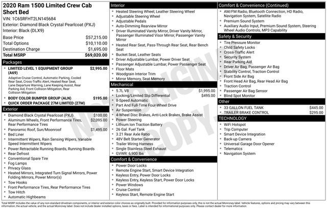 2020 RAM 1500 Limited Crew Cab 4x4 5'7' Box