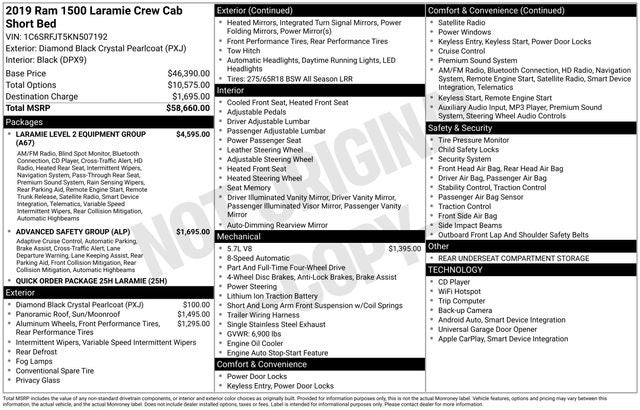 2019 RAM 1500 Laramie Crew Cab 4x4 5'7' Box