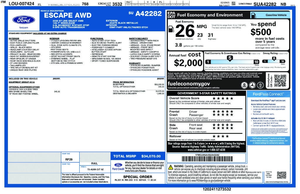 2025 Ford Escape ST-Line Select