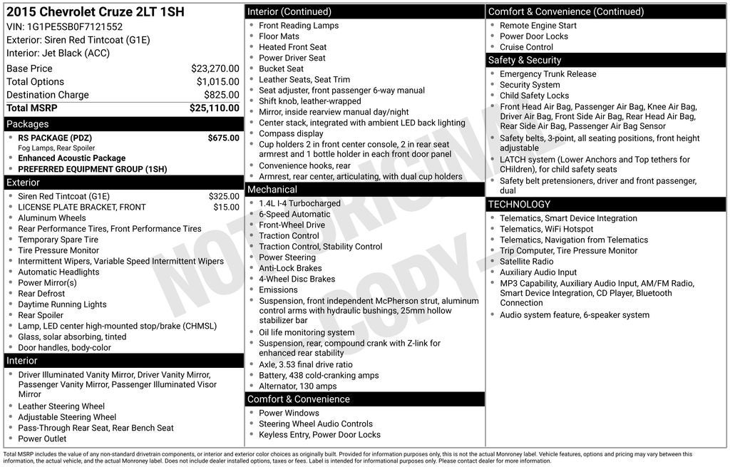 2015 Chevrolet Cruze 2LT