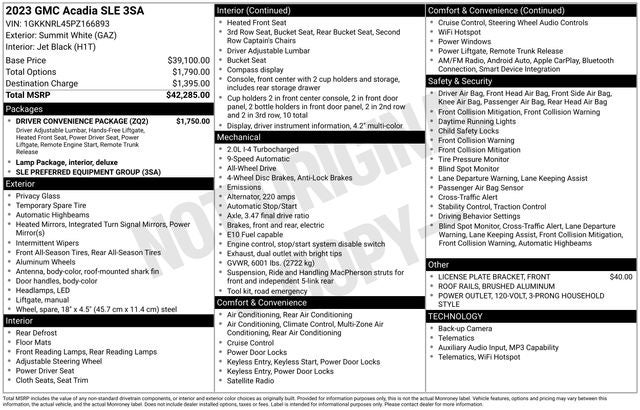 2023 GMC Acadia AWD SLE