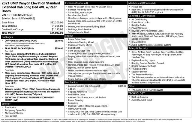 2021 GMC Canyon 4WD Extended Cab Elevation Standard