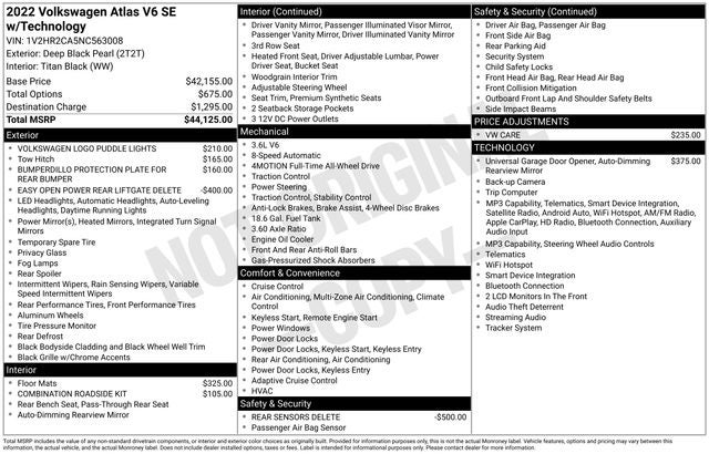 2022 Volkswagen Atlas 3.6L V6 SE w/Technology