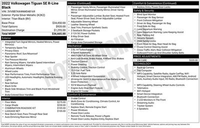 2022 Volkswagen Tiguan 2.0T SE R-Line Black