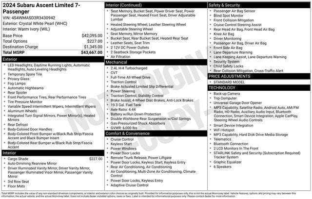 2024 Subaru Ascent Limited 7-Passenger