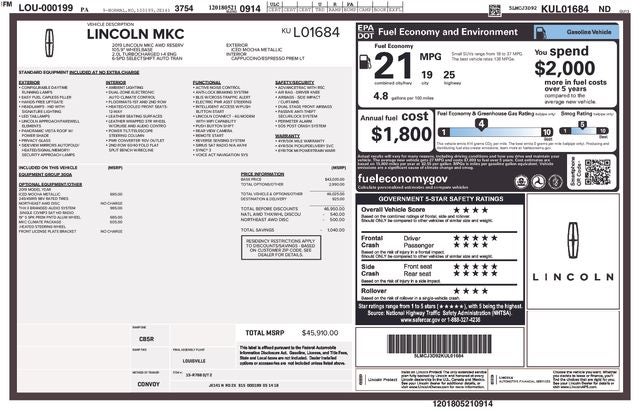 2019 Lincoln MKC Reserve