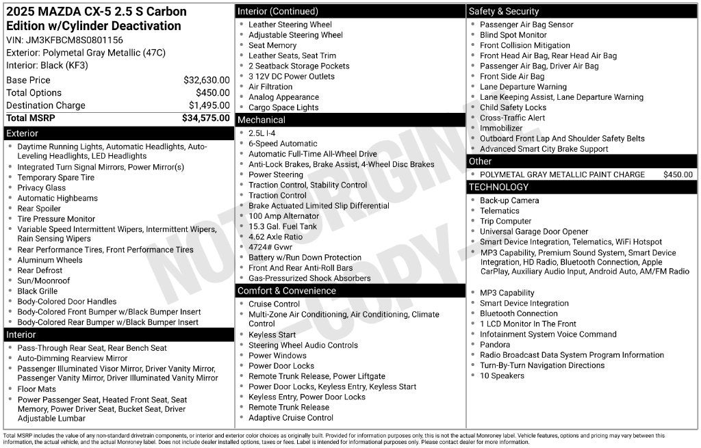 2025 Mazda Mazda CX-5 2.5 S Carbon Edition