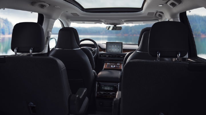 The interior of a 2024 Lincoln Aviator® SUV from behind the second row | Zeigler Lincoln of Kalamazoo in Kalamazoo MI