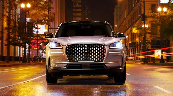 The striking grille of a 2024 Lincoln Corsair® SUV is shown. | Zeigler Lincoln of Kalamazoo in Kalamazoo MI