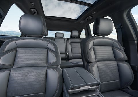The spacious second row and available panoramic Vista Roof® is shown. | Zeigler Lincoln of Kalamazoo in Kalamazoo MI